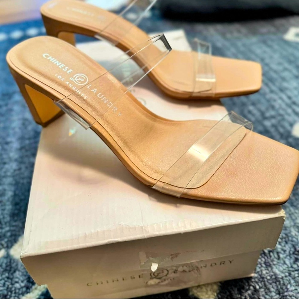 NIB Chinese Laundry Women’s YaYa Clear Dress Sandals 3” Heel Sz 6.5